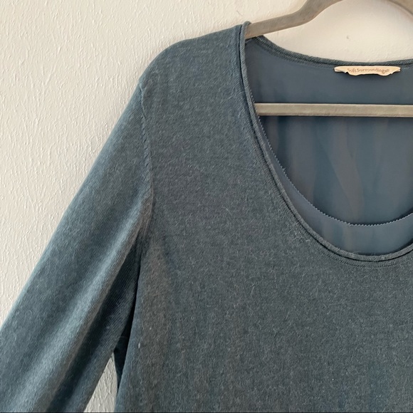 Soft Surroundings Sweater Teal Scoop Neck w/Chiffon Lining XL? *See Measurements - Picture 4 of 11